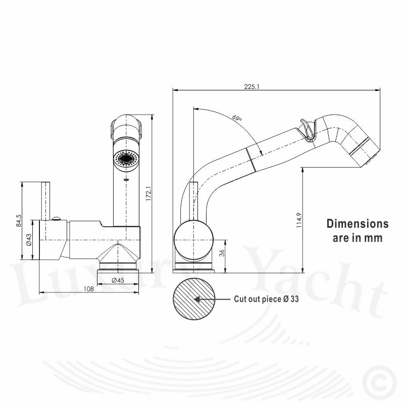 Bateria prysznicowa CASCATA z wysuwanym wężem 150 cm – zdjęcie 2